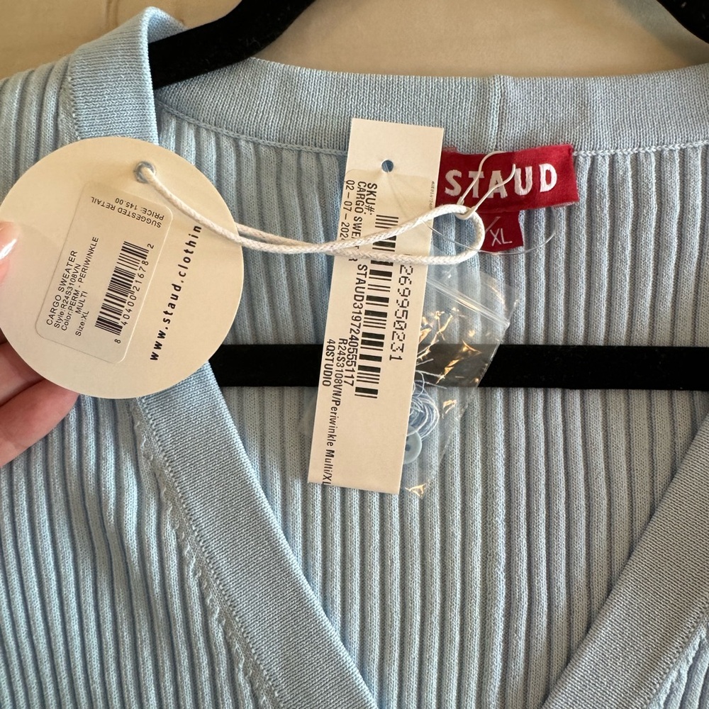 Blue and white Staud sweater
